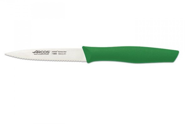 Нож для чистки Arcos Nova 188611 зубчатый зеленый, 100мм