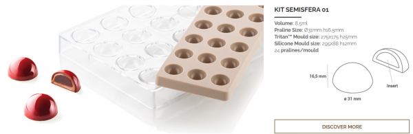 Набор форм для шоколада Silikomart Kit Semisfera 01, CH013 (d31мм,h16мм,8мл)