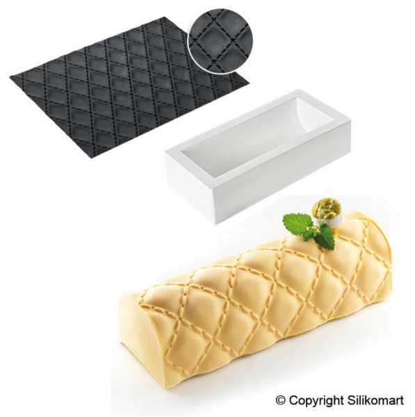 Набор Silikomart KIT BUCHE MATELASSE (силиконовая форма+коврик для декора)