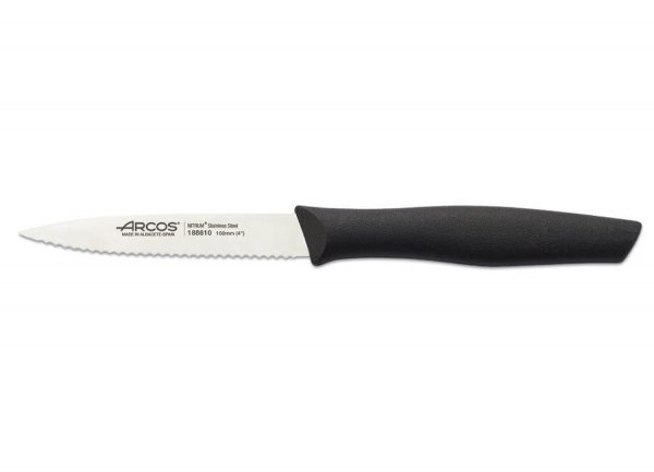Нож для овощей зубчатый Arcos Nova 188610, черный 10см