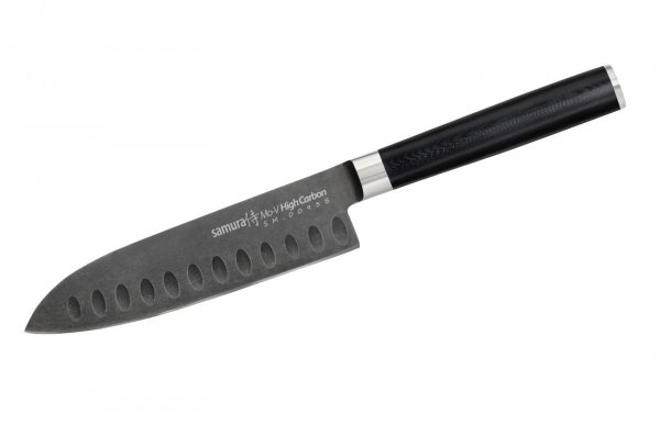 Нож кухонный Сантоку Samura Mo-V Stonewash SM-0093B, 140мм 
