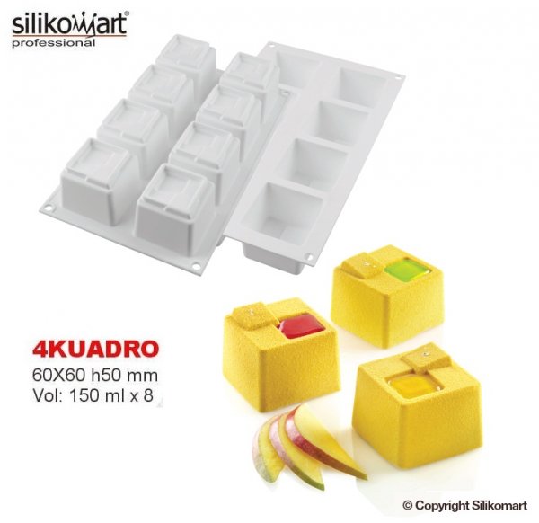 Форма силиконовая Silikomart 4KUADRO (60x60мм,h50мм,150мл)