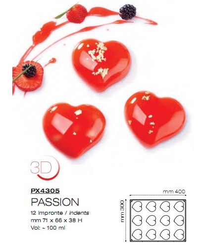 Силиконовая форма "Сердце" Pavoni PASSION PX4305S (12штук,100мл)