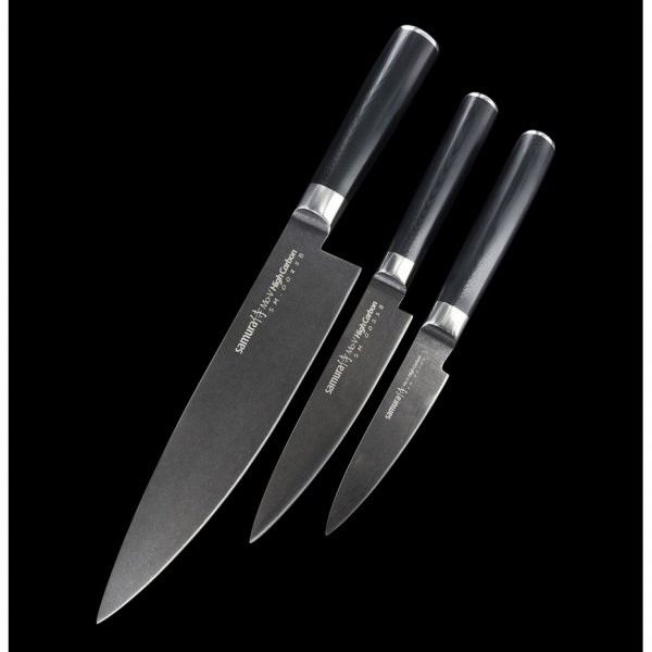 Набор из 3-х ножей "Поварская тройка" Samura Mo-V Stonewash SM-0230B