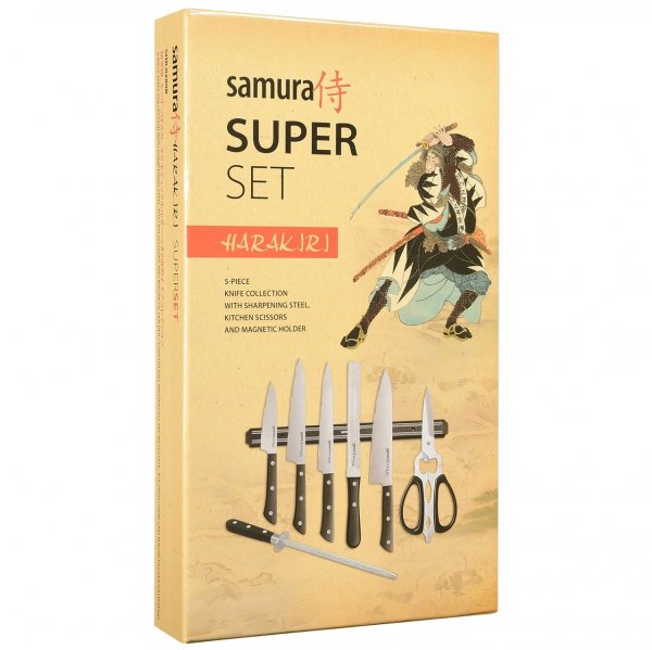 Набор 8 в 1 Samura Harakiri SHR-0280B (5ножей,ножницы,мусат,держ.)
