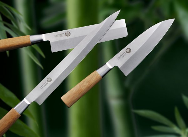 Кухонный нож Suncraft MU Bamboo MU-03 Сантоку, 16.7см