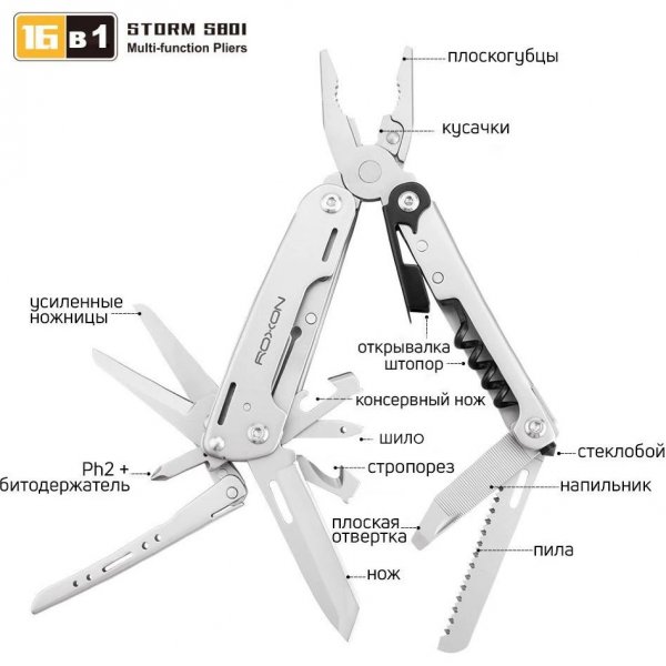 Мультитул полноразмерный Roxon Storm S801S (16 in one)