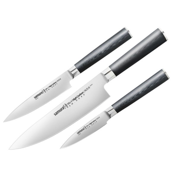 Набір з 3х ножів "Кухарська трійка" Samura Mo-V SM-0230 